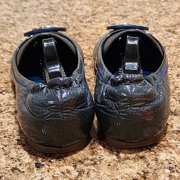 TORY BURCH Patent Leather Reva Ballet Flats - Blue/Gold- Size 7 - Picture 3 of 8